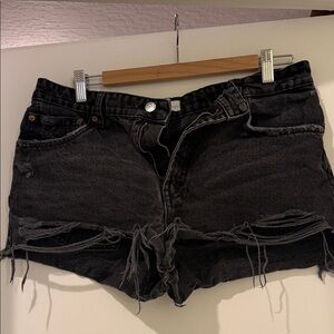 Zara Black Distressed Jean Shorts